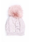 Winter hat with a pompom, powder C39 - Online store - Boutique